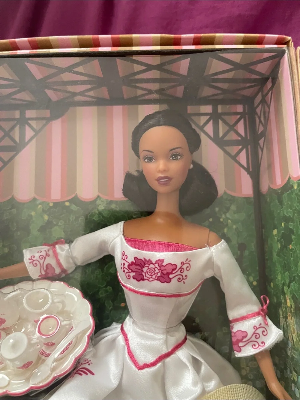 Mattel Barbie Victorian Tea Box with Pink, Cream, Green and Black Artwork